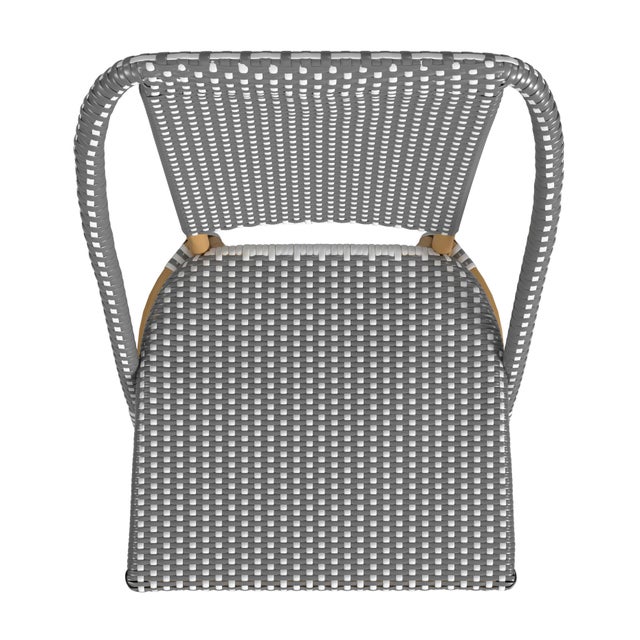 Wood Tobias 18.5 in. Seat Height Outdoor Rattan and Metal Dining Side Chair, Gray/White Dot / Natural Rattan Frame For Sale - Image 7 of 8