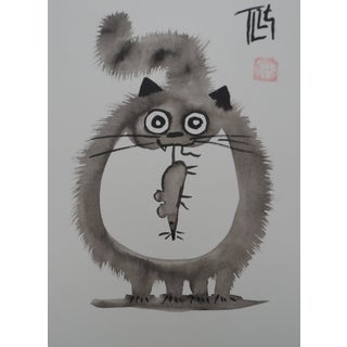 Laszlo Tibay, La victoire du Chat, Ink & Wash Drawing For Sale