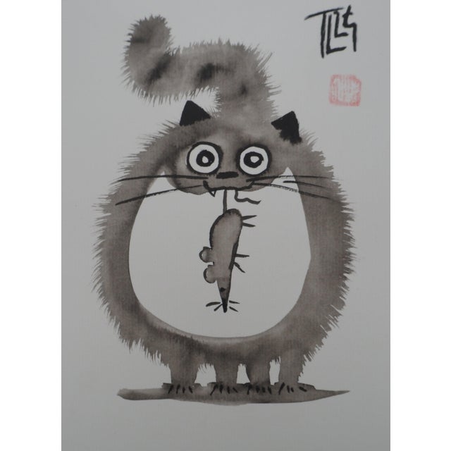 Laszlo Tibay, La victoire du Chat, Ink & Wash Drawing For Sale