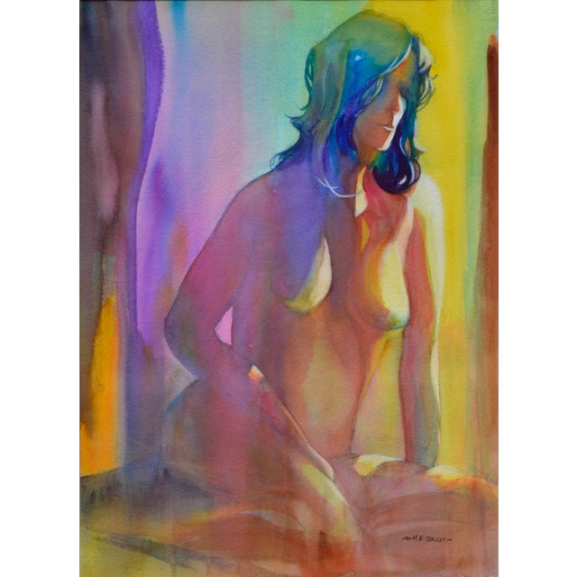 Rich rainbow of saturated color in this study of a nude figure by listed California artist M. E. "Mike" Bailey (American,...