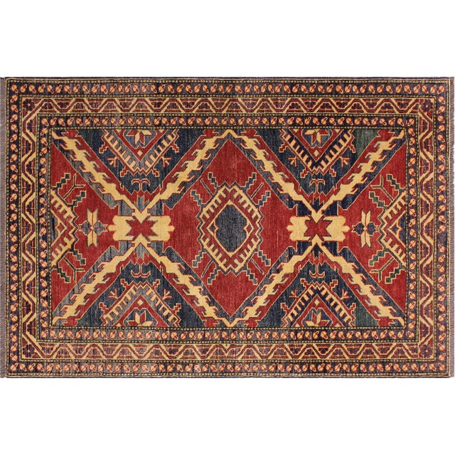 Tribal Super Kazak Red/Beige Wool Rug - 3'8'' X 5'5'' For Sale - Image 9 of 10