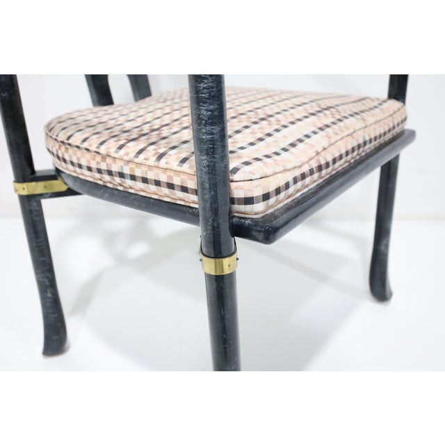 1960s Century Furniture Yoke Back Side Chair With Brass Mounts For Sale - Image 5 of 11