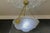 French Art Deco White Frosted Glass and Bronze Pendant Light with Floral Motifs, 1930s For Sale - Image 3 of 18
