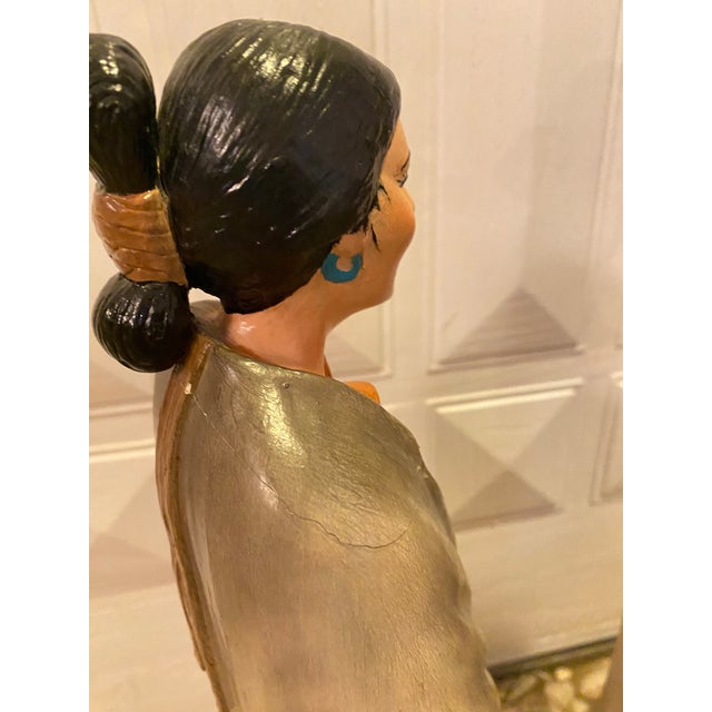 Ceramic Vintage Hand Painted Ceramic Statues - Set of 2 For Sale - Image 7 of 9