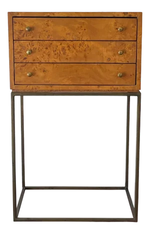 Vintage Burl and Bronze Jewelry Chest by Brandt, style of Milo Baughman
