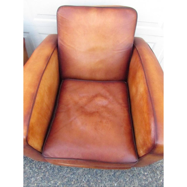 Pair of Art Deco Style French Leather Club Chairs For Sale - Image 12 of 15