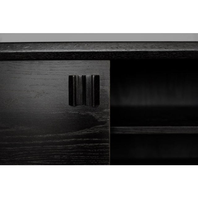 Mid-Century Scandinavian Modern Dark Oak Sideboard with Wooden Handles, 1960s For Sale - Image 12 of 18