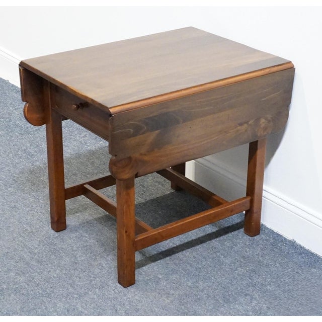 ETHAN ALLEN Country Craftsman Collection 21" Solid Pine Drop Leaf Accent Table 19-8304 in Medium Brown 219 Finish 24.25"...