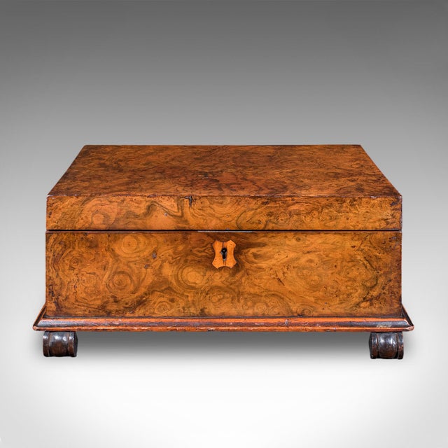 Victorian Antique Keepsake Case, English, Burr Walnut, Jewellery, Organiser Box, Victorian For Sale - Image 3 of 12