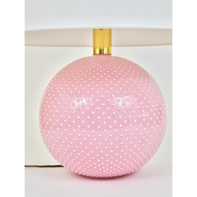 Rosé Pastel Polka Dot Sphere Table Lamp in Ceramic & Brass from Studio Paf Milano, 1970s For Sale - Image 9 of 18