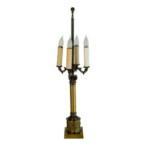 Vintage 1950s Brass 4-Light Column Style Table Lamp