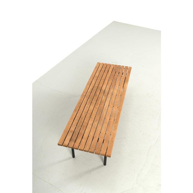 Wood Vintage Slatted Wood Bench For Sale - Image 7 of 8