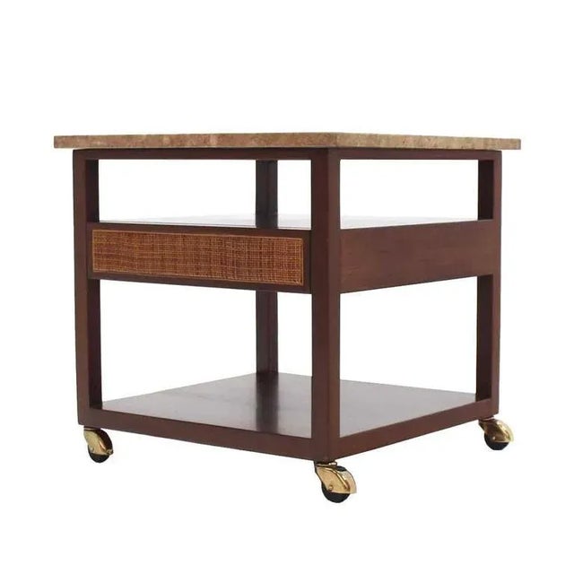 Brown Vintage Mid Century Harvey Probber Marble-Top Single Drawer End Tables- a Pair For Sale - Image 8 of 10