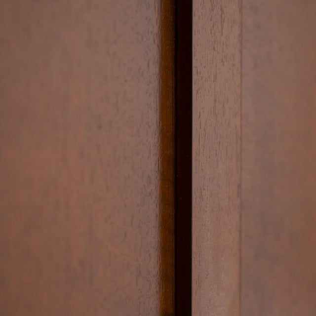 Transitional Cherry Wood Sideboard with Brass Geometric Hardware, 1980s For Sale - Image 14 of 18