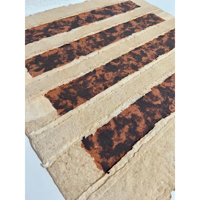 Brown Nancy Genn, Handmade Paper Collage Sculpture Art Assemblage with String Nancy Genn Modernist, 1977 For Sale - Image 8 of 12