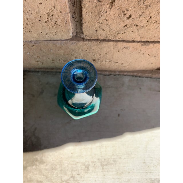 Mid-Century Modern Kosta Boda Sweden Green and Blue Glass Bottle Vase For Sale - Image 3 of 7