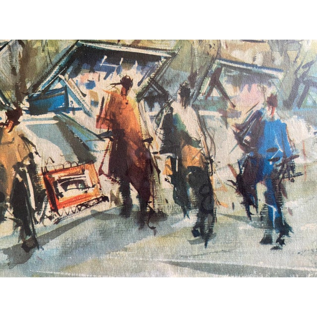 Mid-Century Watercolor Print of "Notre Dame et les Bouquinistes" by Marius Girard, Framed For Sale - Image 4 of 10