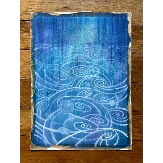 "Rain 1", abstract original watercolor painting on 9" x 12" Canson 140 lb watercolor paper. Last photo shows it in a...