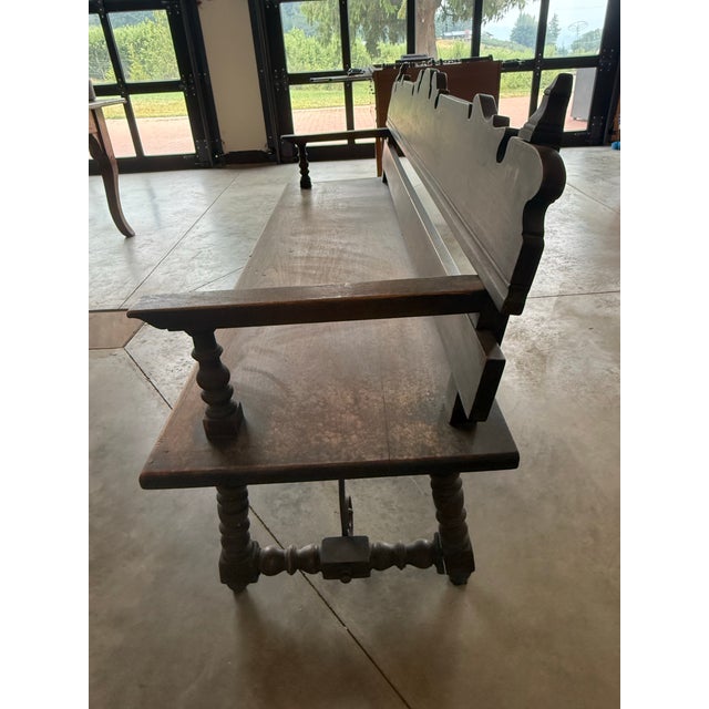 Antique Spanish Renaissance Revival Wood Hall Bench For Sale - Image 12 of 12