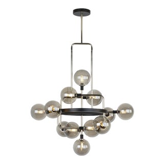 Visual Comfort Modern Viaggio Chandelier LED Smoke and Polished Nickel For Sale