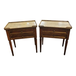 Pair of Fine French Marble Top End Tables For Sale