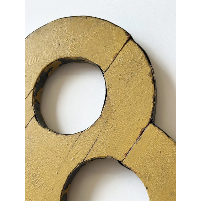 Yellow Vintage Monumental Wood + Tin Polychrome Key Trade Sign, Circa 1930s-40s For Sale - Image 8 of 18
