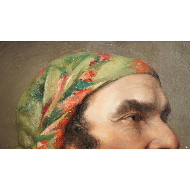 French Napoleon III Artist, Gentleman in Headscarf, 1860, Oil Painting, Framed For Sale - Image 11 of 18
