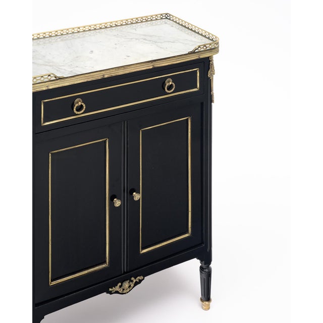 1910s Petite Louis XVI Cabinet, Ebonized Mahogany, French, 1910s For Sale - Image 5 of 9