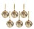 Trieste 6-Piece Set Gold Metallic Chevron Glass Ball Ornaments, 4" For Sale