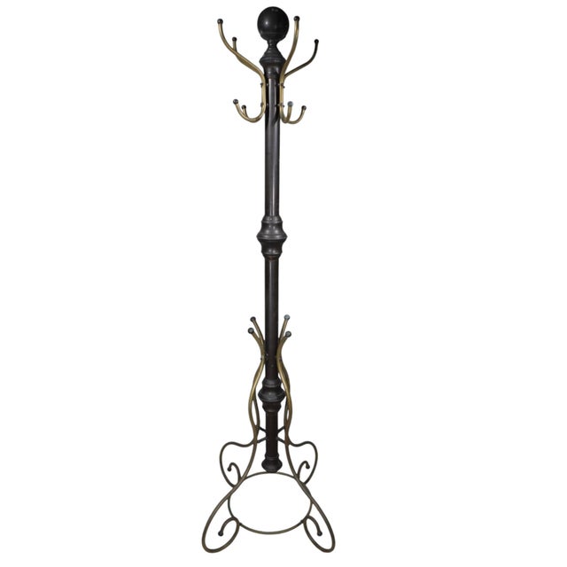 Metal Vintage Brass Coat Tree Rack For Sale - Image 7 of 12