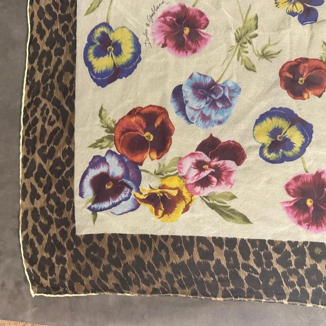 Modern 21st Century Dolce & Gabbana Animalier and Flower Silk Scarf For Sale - Image 3 of 7
