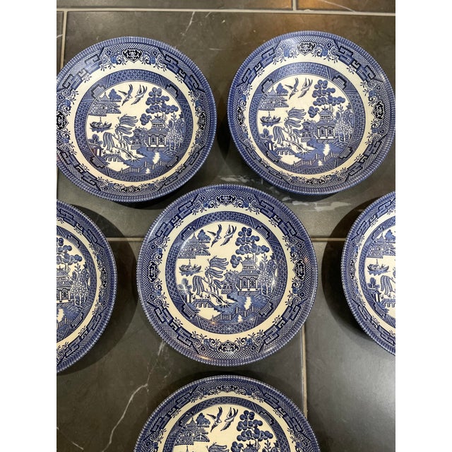 Late 20th Century Vintage Blue Willow Churchill Bowls Made in Staffordshire England- a Set of 6 For Sale - Image 5 of 10
