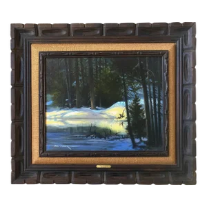 Circa 1980 Bill Shaddix Contemporary Western Expressionist Landscape Oil on Canvas, "Deep Shadows"