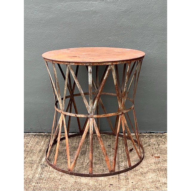 Vintage Patinated Metal Table Pedestal For Sale - Image 10 of 12