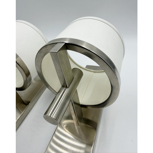 Paul Marra Designs Polished Nickel & Linen Wall Sconces - a Pair For Sale - Image 14 of 18