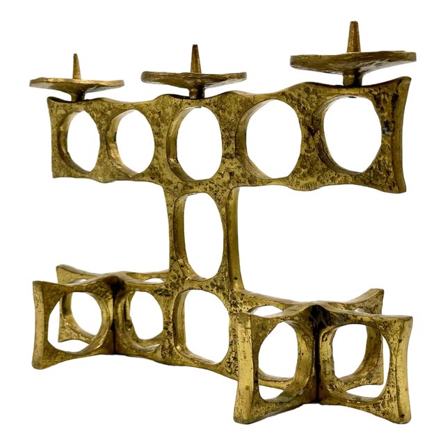 Brutalist Bronze Candleholder by Heinz Goll, 1970s For Sale