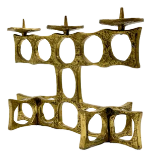 Brutalist Bronze Candleholder by Heinz Goll, 1970s