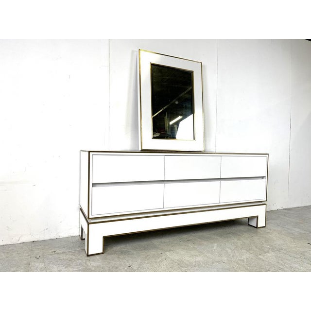 1970s White Lacquered Credenza with Mirror from Alain Delon, 1970s, Set of 2 For Sale - Image 5 of 12