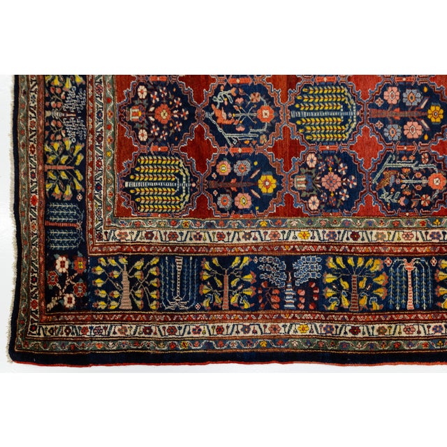 Antique Bidjar Style Runner Rug With Tree of Life Design, Red and Indigo Wool For Sale In New York - Image 6 of 11