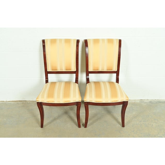 English Baker Furniture Style Regency Carved Mahogany Side Chairs or Dining Chairs, Pair For Sale - Image 3 of 14