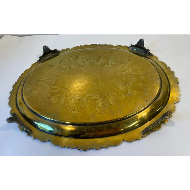 Vintage Brass Serving Tray For Sale - Image 9 of 9