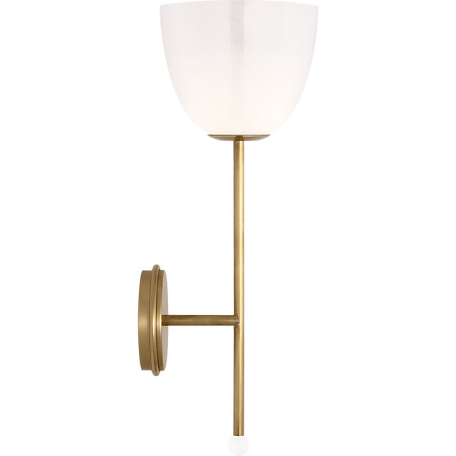 Brisa 20" Torch Sconce in Hand-Rubbed Antique Brass with White Strie Glass Shade Designer: AERIN Finish: Hand-Rubbed...