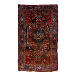 Medallion Designed Handmade Persian Bidjar Wool Rug in Red For Sale