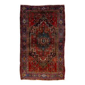 Medallion Designed Handmade Persian Bidjar Wool Rug in Red