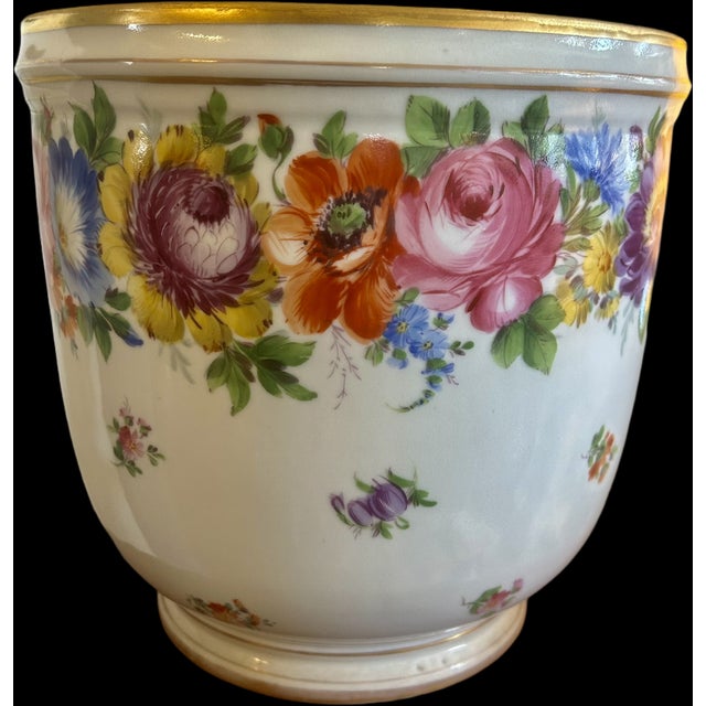 Large 19th Century Porcelain Dresden Cache Pot For Sale - Image 13 of 13