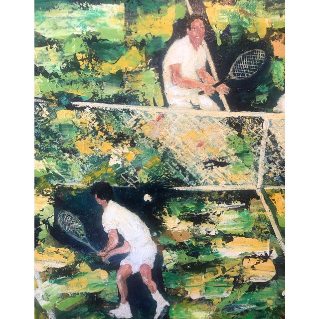 Paolo Corvino, 1960's Oil Painting Tennis Match Sports Scene After Leroy Neiman Sporting Art, 1965 For Sale - Image 4 of 6