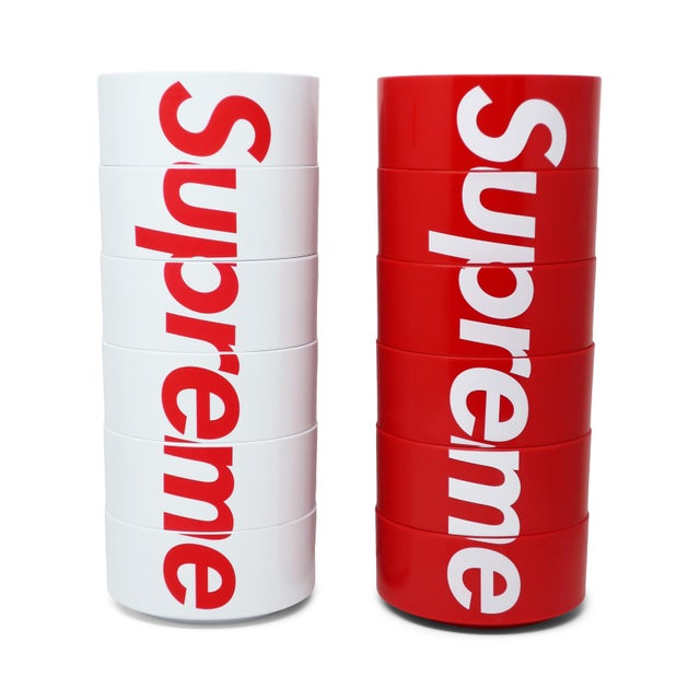 Red & White Supreme Bowls by Vignelli for Heller - Set of 12