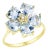Nina Zhou Aquamarine Diamond Cherry Blossom Ring in 14k Yellow Gold, Size 6 For Sale