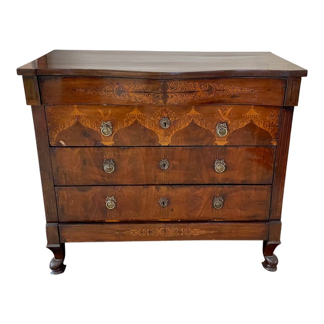 Early 19th-Century Biedermeier Marquetry Inlaid Chest of Drawers For Sale