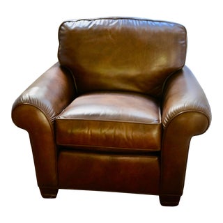 Colony Interiors Custom Leather English Arm Chair For Sale